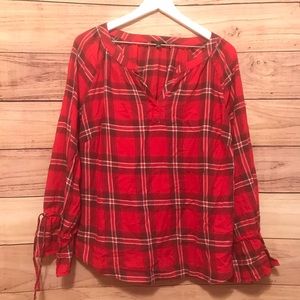 Talbots Plaid Print Plus Petite Blouse